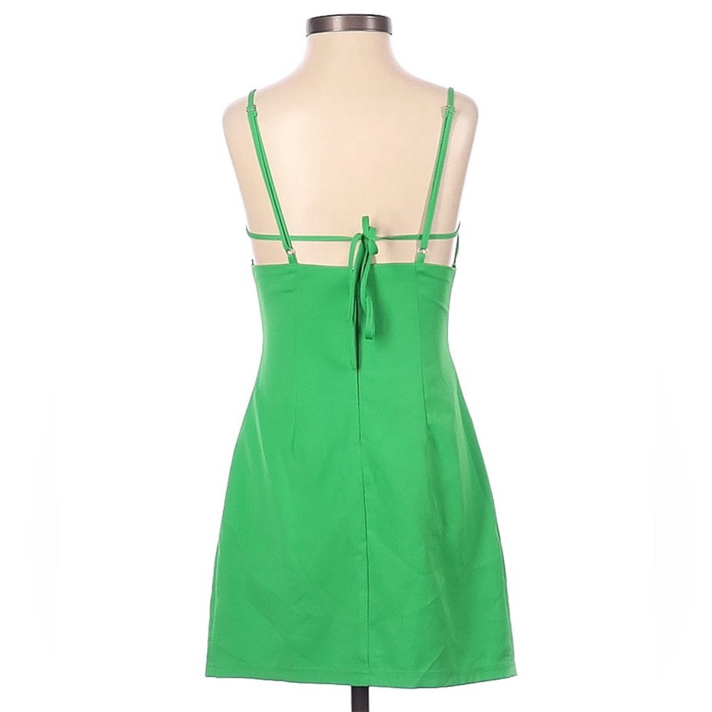 Solid Kelly Green A-Line Square Neck Dress XS